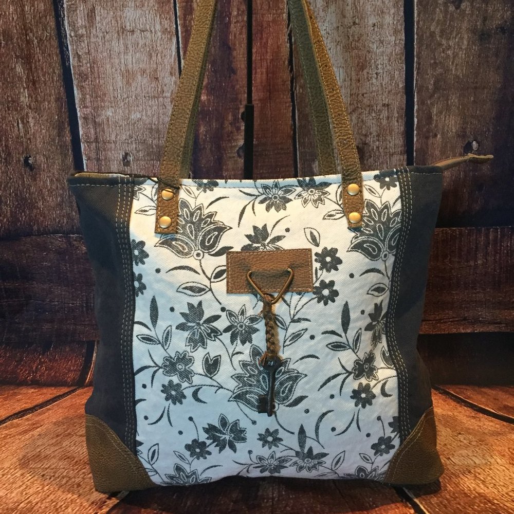 Myra Abstract Key Hangbag Floral Genuine Leather